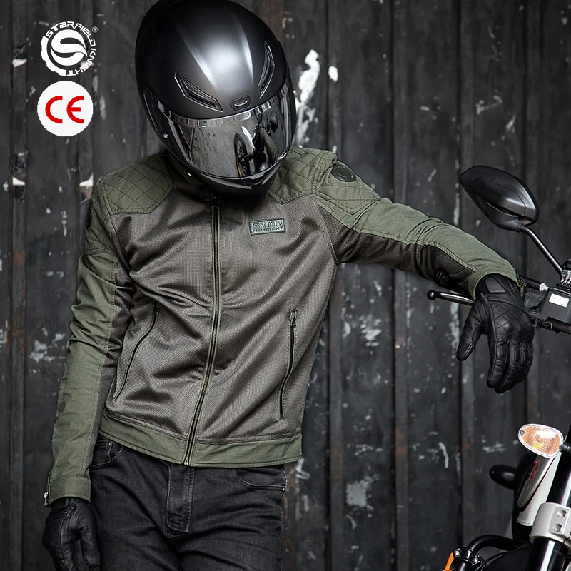 Motorcycle Gear Mesh - SFK Spring&Summer Mesh Breathable Retro Men's