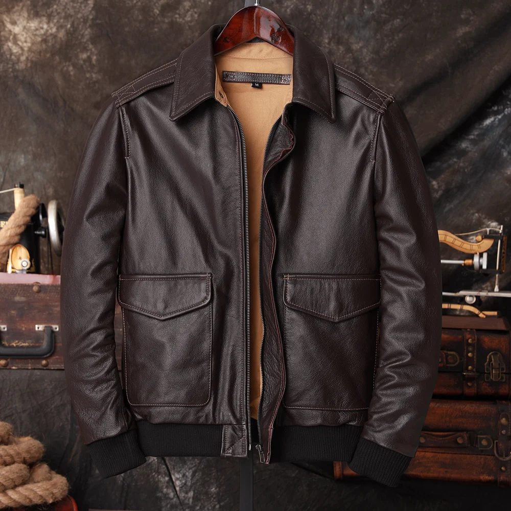 Riding Jacket Leather - Bomber A2 Pilot Genuine Leather Jacket