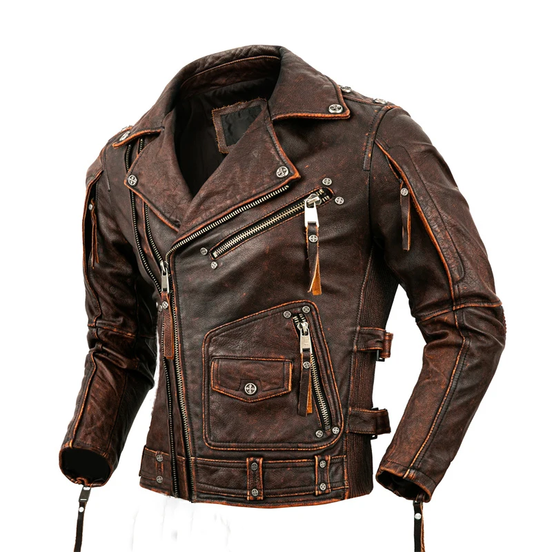 Riding Jacket Leather - Men's Natural Leather Motorcycle Jacket Top