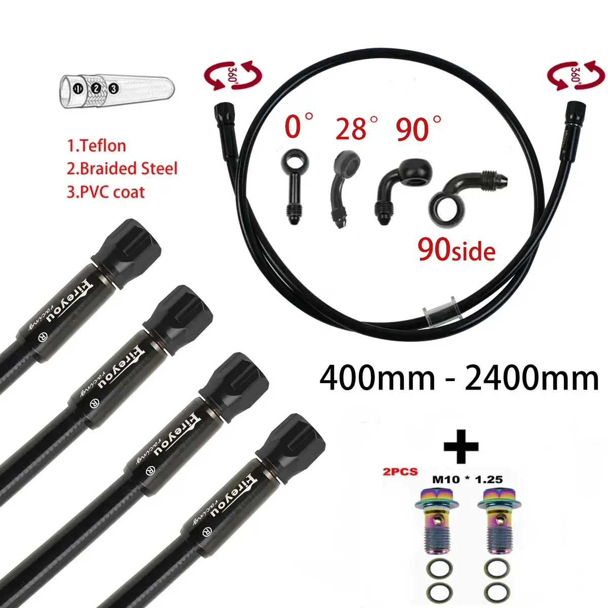 Gear Clutch Motorcycle - AN3 Braided Brake Hose Motorcycle Hydraulic