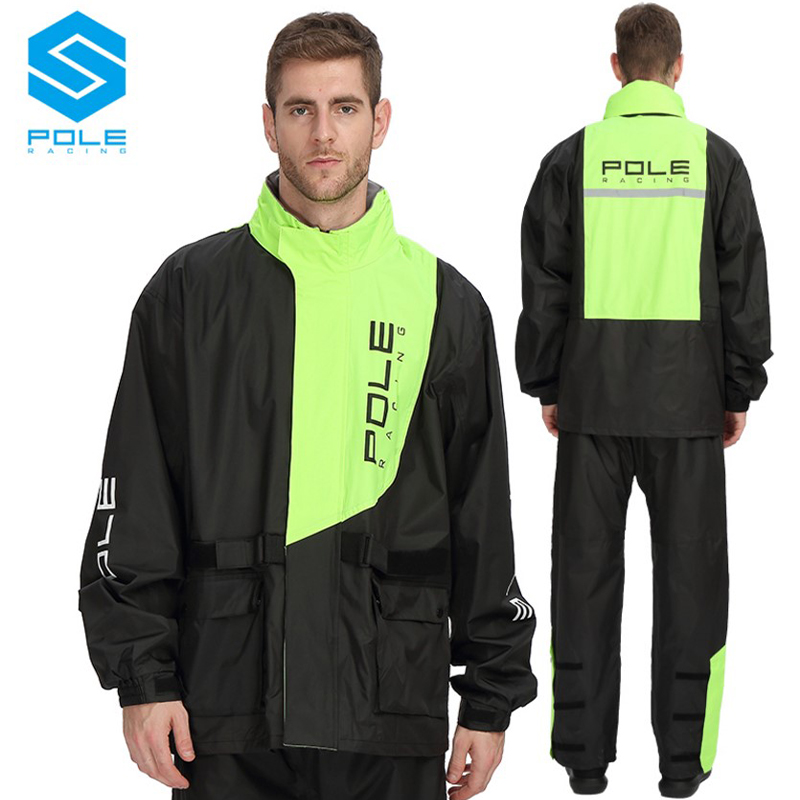 Motorcycle Rain Suit - POLE Motorcycle Raincoat Breathable Waterproof Reflective