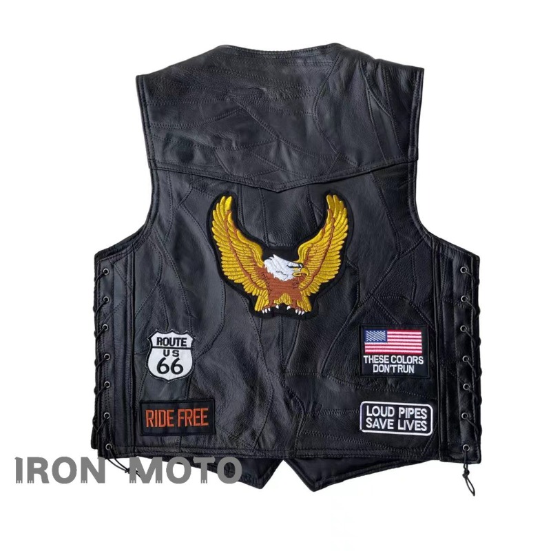 NEW Motorcycle Vests Men Cafe  - Riding Jacket Leather 评论和价格