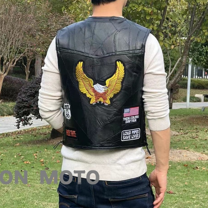 NEW Motorcycle Vests Men Cafe  - Riding Jacket Leather 评论和价格