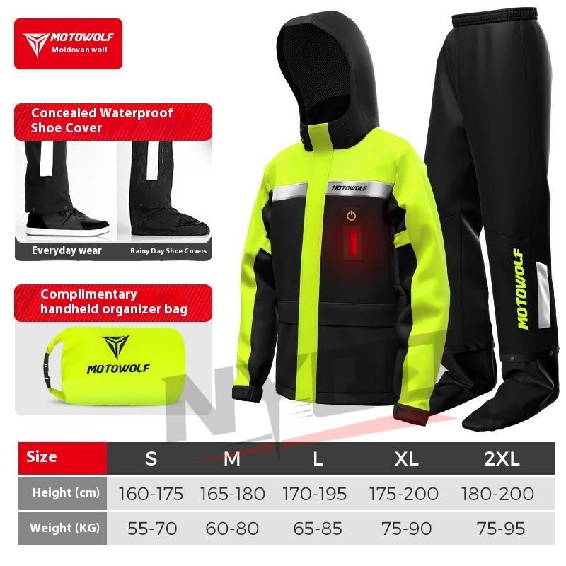 Motowolf Motorcycle Rain Coat  - Motorcycle Rain Suit 评论和价格