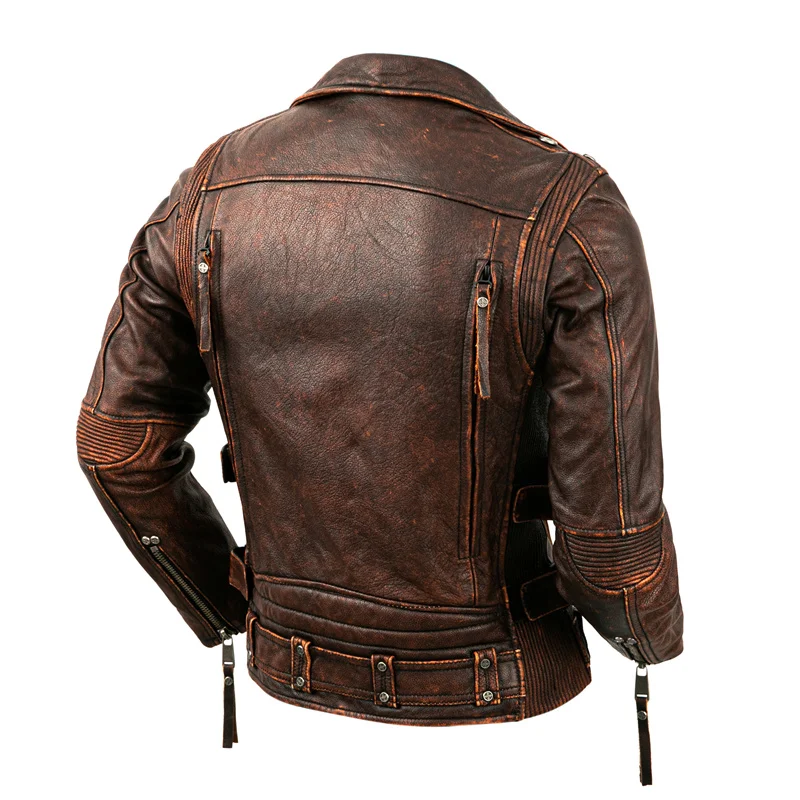 Men's Natural Leather Motorcyc - Riding Jacket Leather 评论和价格