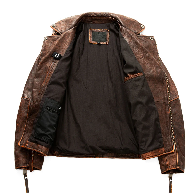 Men's Natural Leather Motorcyc - Riding Jacket Leather 评论和价格
