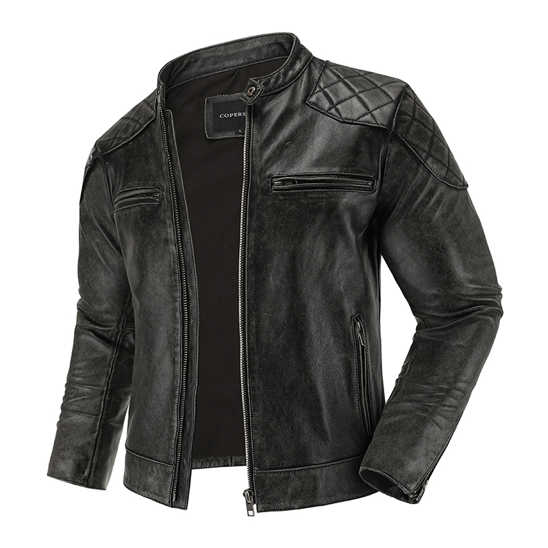Retro Leather Jacket Motorcycl - Riding Jacket Leather 评论和价格