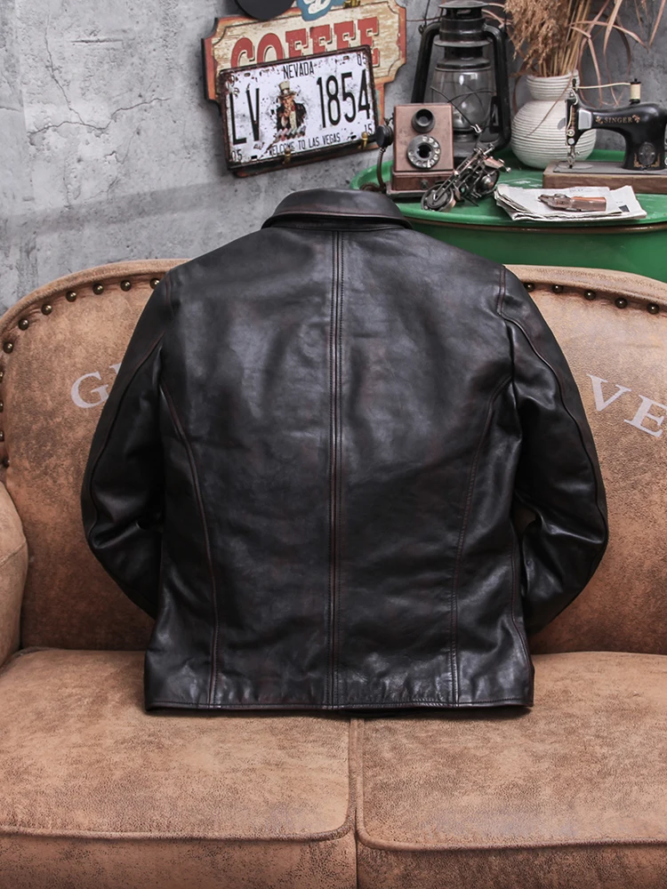 YR!Free shipping.Men Deep brow - Riding Jacket Leather 评论和价格