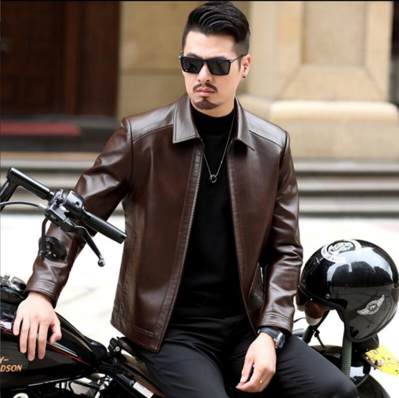 Men's Leather Jacket Man Real  - Riding Jacket Leather 评论和价格