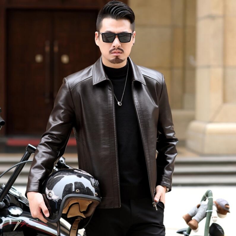 Men's Leather Jacket Man Real  - Riding Jacket Leather 评论和价格